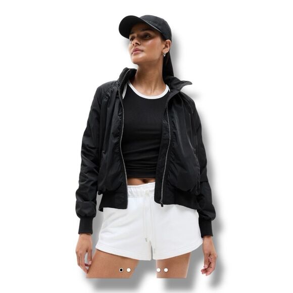 Athleta Jersey Bomber Black Jacket Size Large - Picture 1 of 8